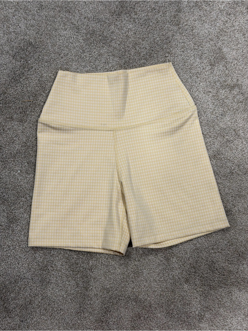 Nike Women's Light Yellow Gingham Bike Shorts
